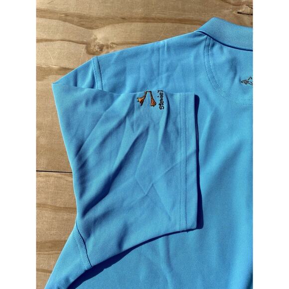 GREG NORMAN Polo Shirt Dri-Fit Golf Shark Logo Men's Blue SIZE Large - New - Picture 8 of 8